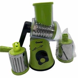 Rotary Cheese Grater, Kitchen Mandoline Vegetable Slicer Green Black 3 Blades